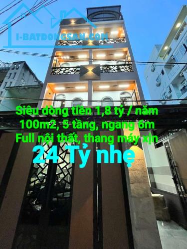 Bán nhà mới, Cao Thắng Q10, dòng tiền 1,8ty/năm. 100m2(6×18) thang  máy, 15 phòng. 24tyxx - 1