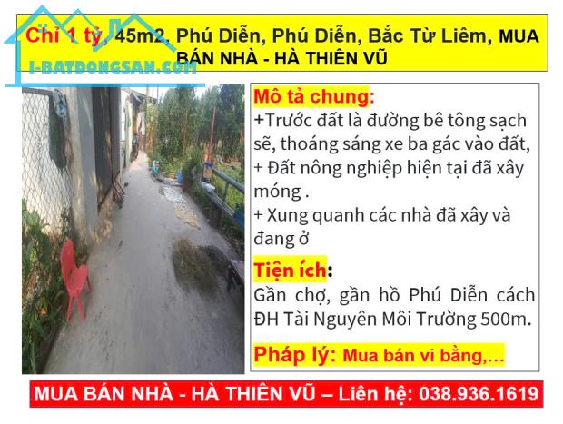 Chỉ 1 tỷ, 45m2, Phú Diễn, Phú Diễn, Bắc Từ Liêm, MUA BÁN NHÀ - HÀ THIÊN VŨ - 5