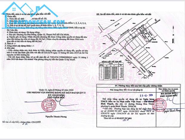 Bán lô đất MT An Phú Đông 9, Quận 12: 4 x 20, giá 4 tỷ.