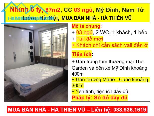 Nhỉnh 5 tỷ, 87m2, CC 03 ngủ, Mỳ Đình, Nam Từ Liêm, Hà Nội, MUA BÁN NHÀ - HÀ THIÊN VŨ - 4