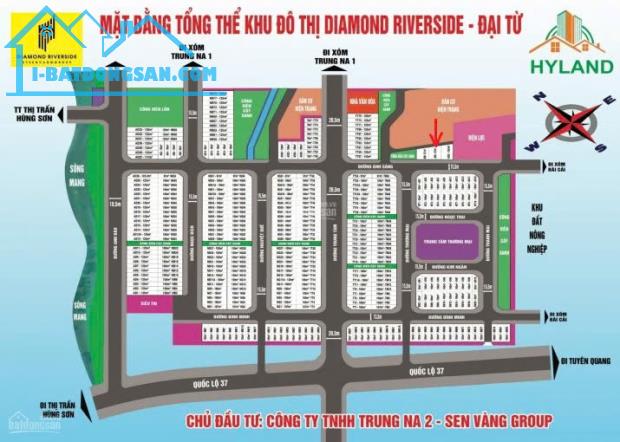 Chính chủ bán đất nền dự án Diamond Riverside Thái Nguyên, diện tích 147,3 m². Giá bán - 2