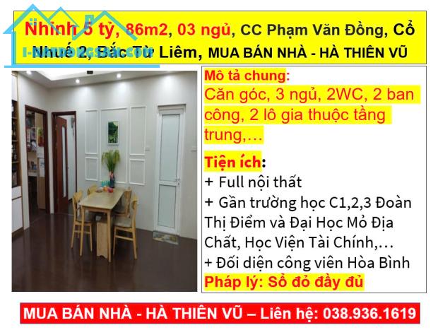 Nhỉnh 5 tỷ, 86m2, 03 ngủ, CC Phạm Văn Đồng, Cổ Nhuế 2, Bắc Từ Liêm, HÀ THIÊN VŨ - 5