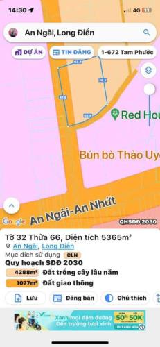 bán 5300m đât CLN 2 mặt tiền  xã an ngại huyện long điền bà rịa