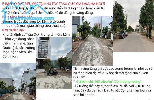 Siêu hiếm, Bán đất Trâu Quỳ Gia Lâm - 46m - ô tô tránh - vỉa hè.