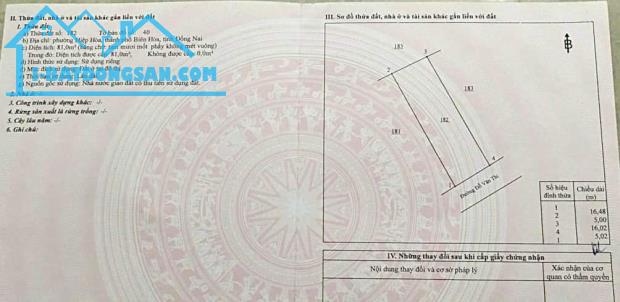 Bán đất MT Đỗ Văn Thi, Hiệp Hòa, Biên Hòa: 5 x 16,5, giá 6 tỷ.