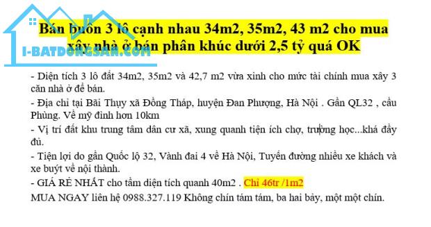 Bán 3 lô cạnh nhau 34m2, 35m2, 43 m2 cho mua xây nhà ở bán phân khúc dưới 2,5 tỷ quá OK - 3