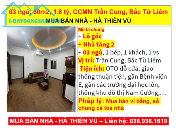 03 ngủ, 60m2, 1.8 tỷ, CCMN Trần Cung, Bắc Từ Liêm  MUA BÁN NHÀ - HÀ THIÊN VŨ - 4