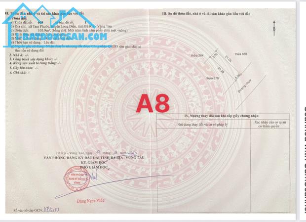 BÁC NÀO MUỐN MUA ĐẤT BÀ RỊA VŨNG TÀU NHẮN TIN EM NHÉ Ạ GIÁ BÁN 800 TRỆU/100 M2 NGAY QL 44B - 5