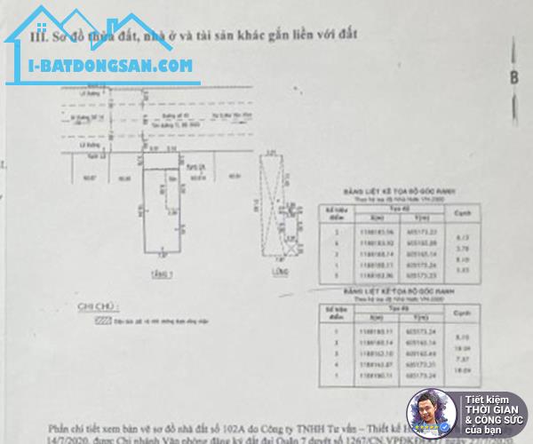 BÁN NHÀ MẶT TIỀN ĐƯỜNG SỐ 43 PHƯỜNG TÂN QUY. 144M2. 8MX22M. NHÀ CŨ 2 TẦNG. TIỆN XÂY CHDV - 2