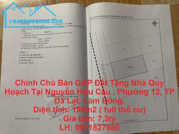 Chính Chủ Bán GẤP Đất Tặng Nhà Quy Hoạch Tại TP Đà Lạt ,Lâm Đồng