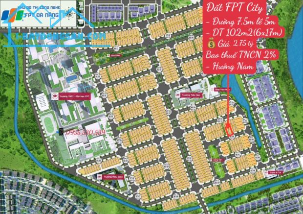 🔥🔥 Bán Đất FPT City Vị trí đẹp 102m2, Kẹp Vệt Cây xanh 4m- Bao Thuế Thu Nhập Ca - 2