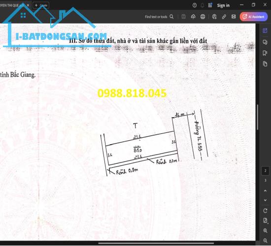 Bán nhà thị trấn Cao Thượng, huyện Tân Uyên, Bắc Giang, Mặt đường QL 17, 86m2, MT 3.6m - 1