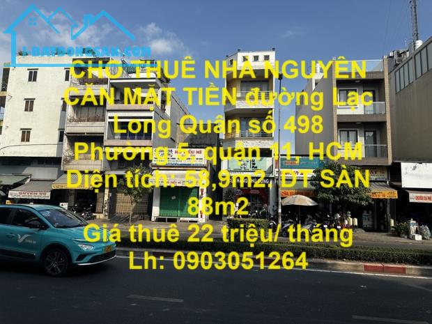 CHO THUÊ NHÀ NGUYÊN CĂN MẶT TIỀN đường Lạc Long Quân số 498 Phường 5, quận 11, HCM - 4
