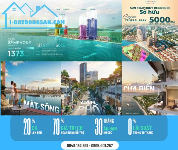 Sun Symphony Mặt Sông Hàn, Bến Du thuyền, View Đài Pháo Hoa QT, Giá chỉ 2.2 tỷ, CK đến 20%