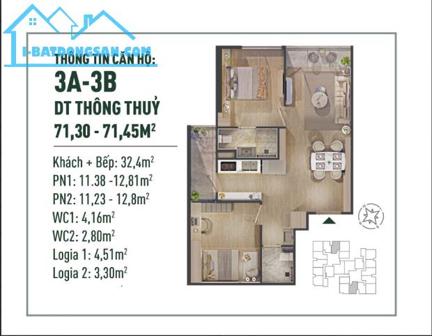 Bán căn 2 phòng ngủ, 56m2, view nhìn ra công viên 4 mùa, chỉ từ 700 triệu, HTLS 24 tháng - 2