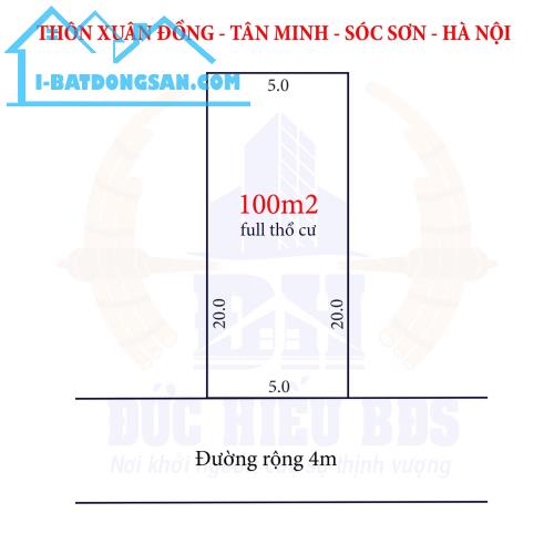 Bán lô đất đẹp giá đầu tư 100m ,MT 5m  Xuân Đồng ,Xã Tân Minh ,Sóc Sơn - 4