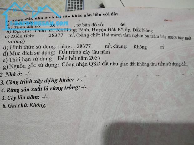 CHÍNH CHỦ CẦN BÁN 30.000 THÔN 2 XÃ HƯNG BÌNH, HUYỆN ĐẮK R’LẤP, ĐẮK NÔNG.