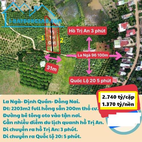 Chính chủ:*1,370 tỷ/1100m2 sẵn 100m2 thổ cư, tại Xã La Ngà, Định Quán, Đồng Nai - 4