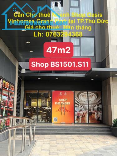 Cần Cho thuê Nhanh Shop Oasis Vinhomes Grand Park tại TP.Thủ Đức