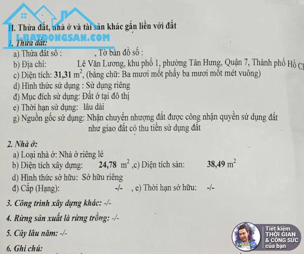 BÁN NHÀ HẺM 380 LÊ VĂN LƯƠNG. 32M2. 4.2MX7.8M. HẺM 3M. NHÀ 2 TẦNG. 2 NGỦ - 2