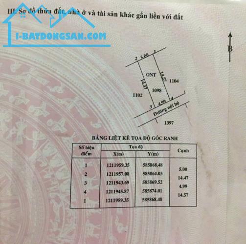 BÁN ĐẤT TÂN PHÚ TRUNG CỦ CHI:5X15(73M2) GIÁ :450 TRIÊU - 1