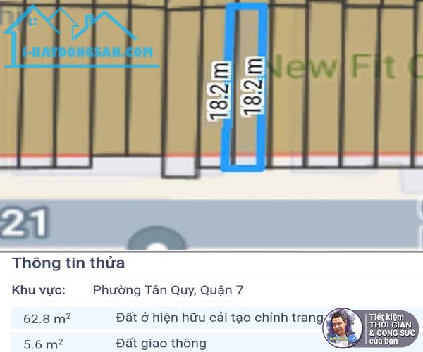 BÁN NHÀ ĐƯỜNG SỐ 21 P.TÂN QUY. NHÀ CẤP 4. 61M2. 3.5MX18M. ĐƯỜNG 14M. VỈA HÈ 2M - 2