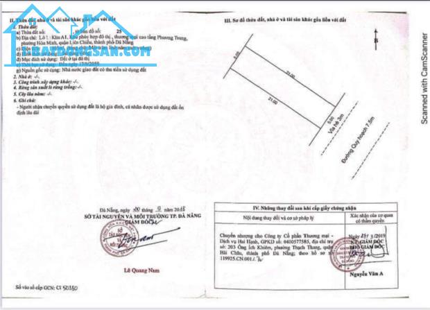 Bán lô đất Trần Đăng - liên chiểu - đà nẵng.  Cách bển 100m