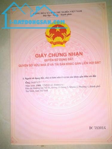 CHÍNH CHỦ Cần Bán Đất Thổ Cư Tại K4, Phường 1, TP Trà Vinh, Tỉnh Trà Vinh