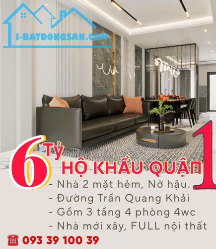 HÀNG HIẾM Q.1, cách đường Trần Quang Khải 30m,Nhà 3 Tầng, 4 Phòng mới xây giá iu thương