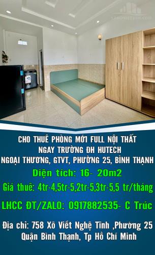 CHO THUÊ PHÒNG MỚI FULL NỘI THẤT NGAY TRƯỜNG ĐH HUTECH, NGOẠI THƯƠNG, GTVT - 4