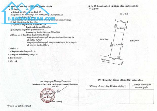 KH gửi bán lô đất tuyến đầu Ngõ 216 Cát Linh, Tràng Cát, Hải An.