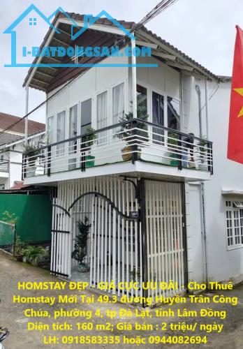 HOMSTAY ĐẸP - GIÁ CỰC ƯU ĐÃI - Cho Thuê Homstay Mới Tại Đường Huyền Trân Công Chúa Phường