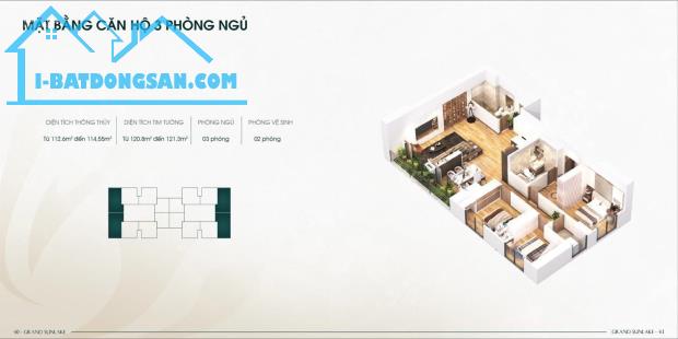 Chỉ còn 1 căn hộ 2pn 92.6m2 có 3.950 tỷ, ck 9%, htls 0% tại Grand Sunlake - Gần Ga tàu đện - 3