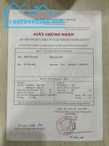 Bán Nhà ĐƯỜNG TÂN PHƯỚC 31m2, 04TẦNG, Phường7.Q10 - 4