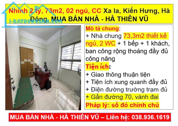 Nhỉnh 2 tỷ, 73m2, 02 ngủ, CC Xa la, Kiến Hưng, Hà Đông, MUA BÁN NHÀ - HÀ THIÊN VŨ - 4