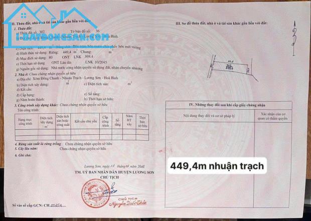 Hàng hót đây các A/C chỉ cách đường đôi KCN Nhuận Trạch có 15m - DT: 449,9 giá đầu tư cực - 2