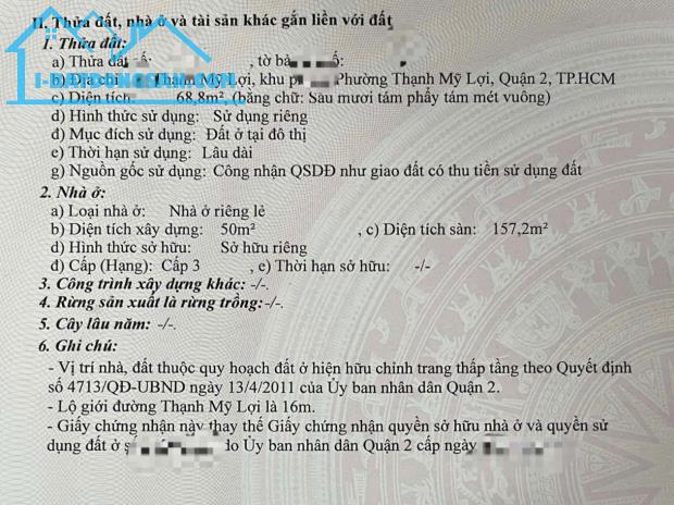 Bán nhà mặt tiền đường Thạnh Mỹ Lợi Quận 2 Nhà 2 lầu ngang 4m Giá TL 0903034123 - 1