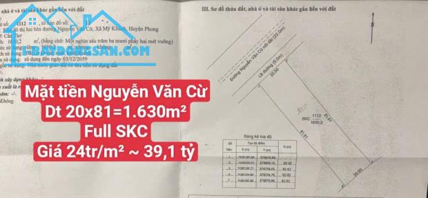 (💵 39,1 tỷ ~ 24tr/m²) 🙋‍♂️️Bán đất SKC 1.630m²mặt tiền đường NGUYỄN VĂN CỪ nối dài - 3