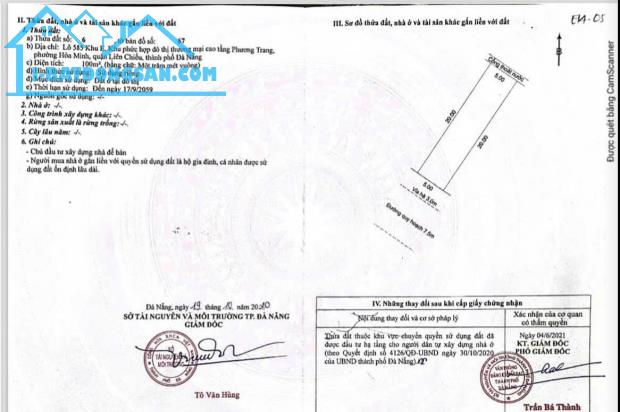 Bán lô đất Mặt Tiền 7,5m Hoà Phú 29 ( Kim Long ). Hoà Minh. Liên Chiểu. DT 5x20m - 2