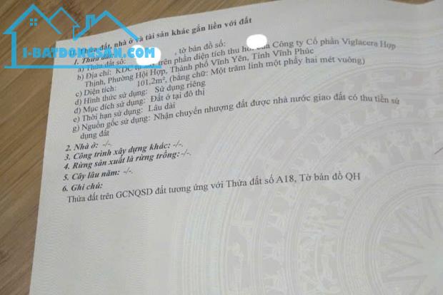 Bán ô góc khu công ty nhà máy gạch Viglacera Hợp Thịnh, phường Hội Hợp, Vĩnh Yên - 3