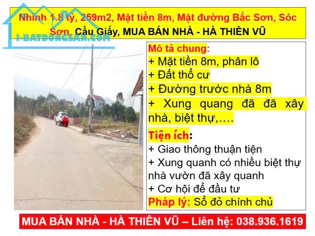 Nhỉnh 1.8 tỷ, 259m2, Mặt tiền 8m, Mặt đường Bắc Sơn, Sóc Sơn, Cầu Giấy, HÀ THIÊN VŨ - 3