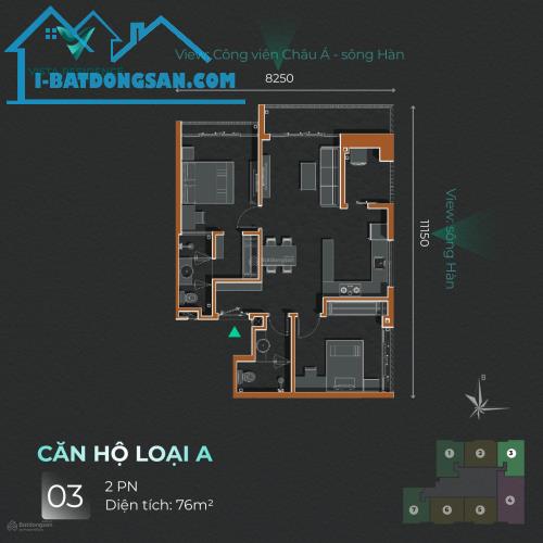 Bán căn hộ 2PN, 76m2, 3 view sông Hàn, pháo hoa, biển, cho thuê 20tr - 25 tr/tháng - 5