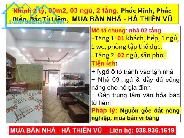 Nhỉnh 2 tỷ, 80m2, 03 ngủ, 2 tầng, Phúc Minh, Phúc Diễn, Bắc Từ Liêm, HÀ THIÊN VŨ - 5