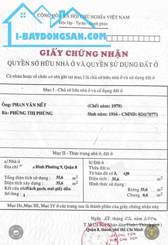 Bán nhà căn góc Ba Đình p9 Q8. Gần 36m2 ngang 5.5m, 15m ra mặt tiền, SHR, chỉ 3,88TY. TL