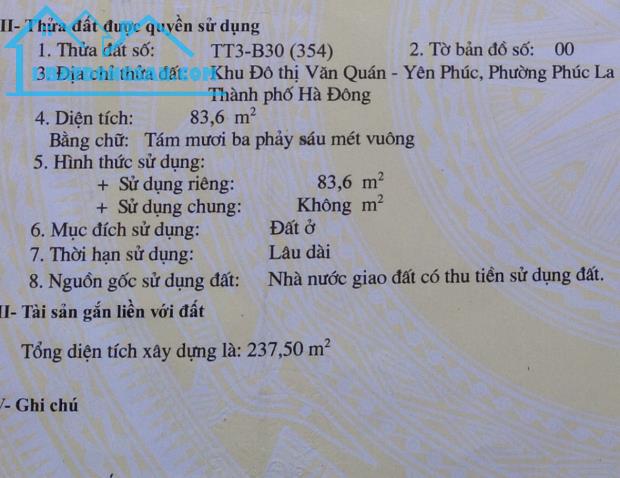 Do nhu cầu định cư bên nước ngoài nên tôi cần bán nhà liền kề TT3 KĐT Văn Quán - 1