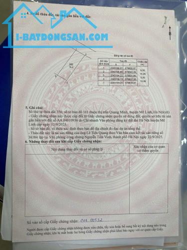 5,X TỶ ĐẤT KINH DOANH MT 5M,TỔ 10 TT QUANG MINH,76M VUÔNG ĐẸP,GẦN TRƯỜNG,KHU CÔNG NGHIỆP - 4