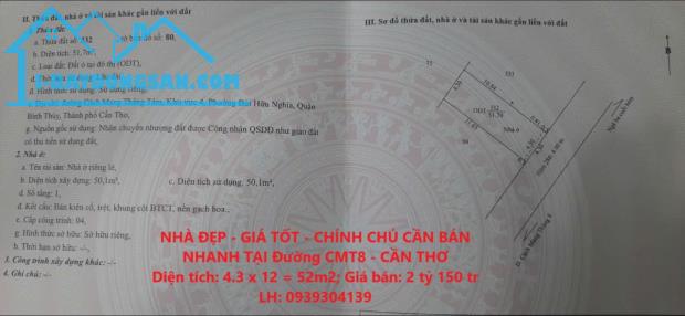 NHÀ ĐẸP - GIÁ TỐT - CHÍNH CHỦ CẦN BÁN NHANH TẠI Đường CMT8 - CẦN THƠ