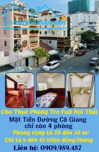 Cho Thuê Phòng Trọ Full Nội Thất – Mặt Tiền Đường Cô Giang – chỉ còn 4 phòng