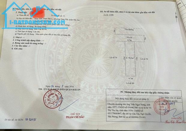 Chính chủ gửi bán Tái Định Cư siêu đẹp tại  Nam Hải 1, phường Nam Hải, Hải An - 2