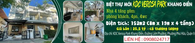 BIỆT THỰ MỚI KDC VEROSA PARK KHANG ĐIỀN, 4 TẦNG, 152M2, MẶT TIỀN 8M- THIẾT KẾ HIỆN ĐẠI – - 4